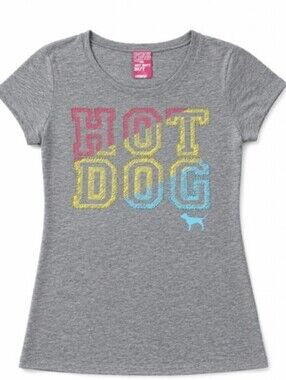 RARE Y2K "HOT DOG" Graphic Baby Tee Euc HTF